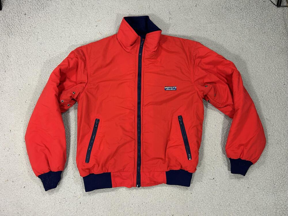 Vintage Eddie Bauer Jacket Mens Small Red Fleece Lined Bomber Made USA Outdoor